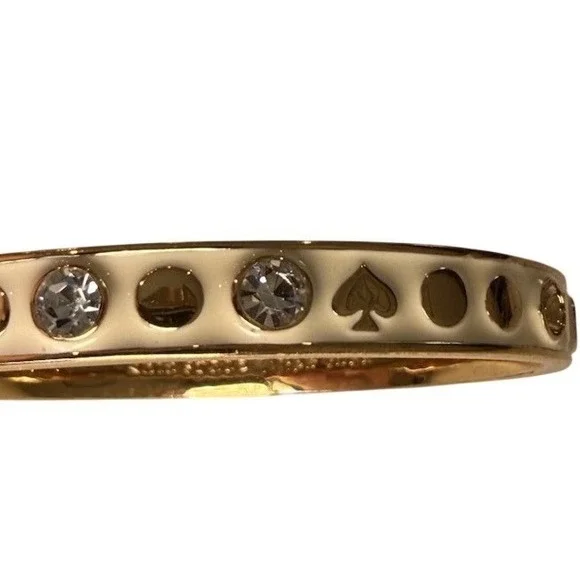 Kate Spade New York Spot the Spade White Gold Tone Bangle Bracelet Women Classic - Picture 3 of 9